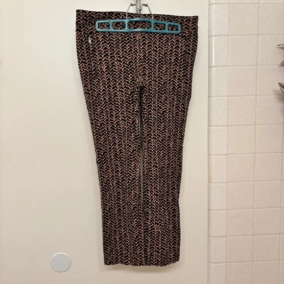 Anthropologie Cartonnier Black Brown Pants Size 8 Motif Ankle Spring Preppy - Picture 4 of 14